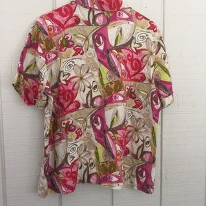 Chico's Tops - Chico’s Floral Linen Short Sleeve Blouse sz3 Chico's Tops - Chico’s Floral Linen Short Sleeve Blouse sz3